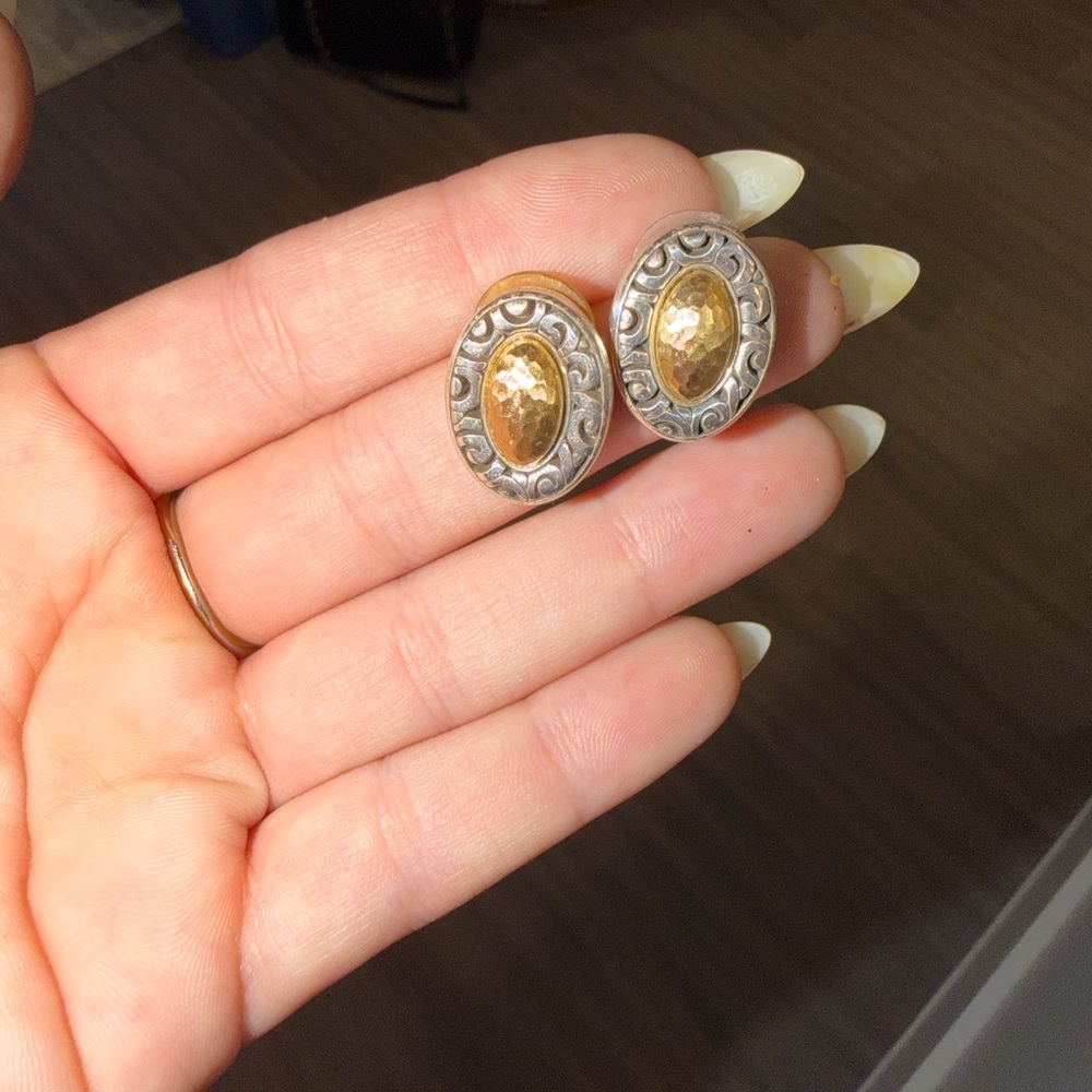 Brighton Mixed Metals oval scrolled earring